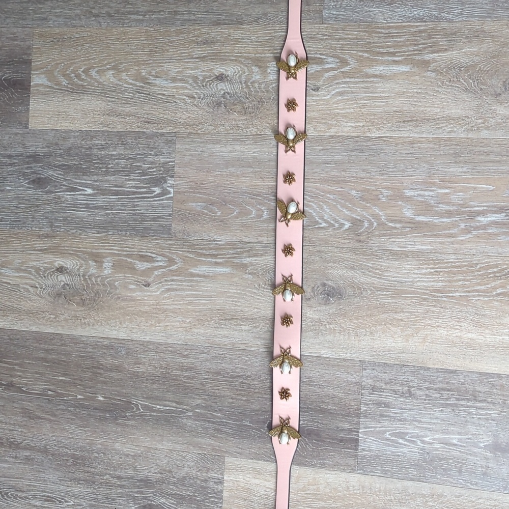 Clearly Pink Leather Crossbody Strap with Gold Accents